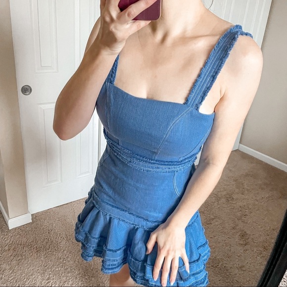 Alexis Denim Judith Dress Shell Blue Linen Sleeveless Mini S - Picture 4 of 14